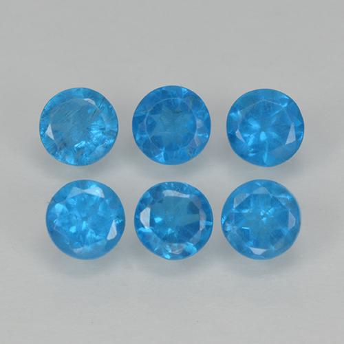 Gemas de apatita azul natural de 1,21 ct, corte redondo, VS