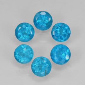 Gemas de apatita azul natural de 1,30 ct, corte redondo, VS
