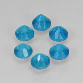 Gemas de apatita azul natural de 1,30 ct, corte redondo, VS