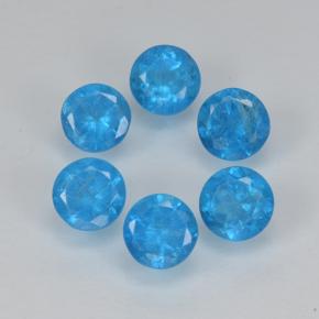 Gemas de Apatito Azul intenso natural de 1.24 ct, Corte Redondo, VS