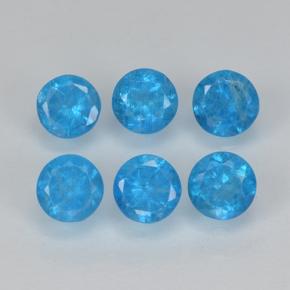 Gemas de Apatito Azul intenso natural de 1.24 ct, Corte Redondo, VS