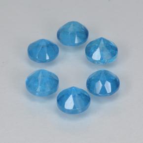 Gemas de Apatito Azul intenso natural de 1.24 ct, Corte Redondo, VS