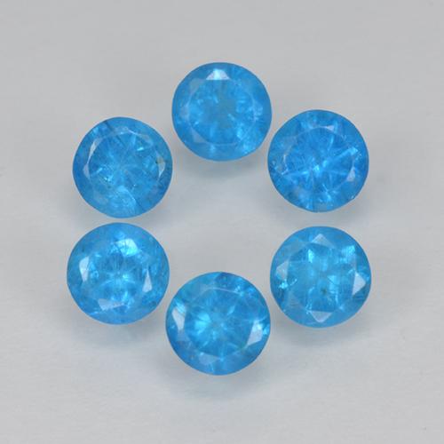 Gemas de apatita azul natural de 1,21 ct, corte redondo, VS