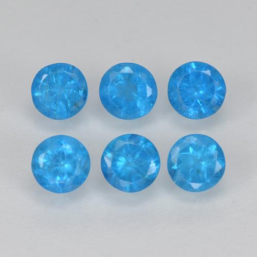 Gemas de apatita azul natural de 1,21 ct, corte redondo, VS