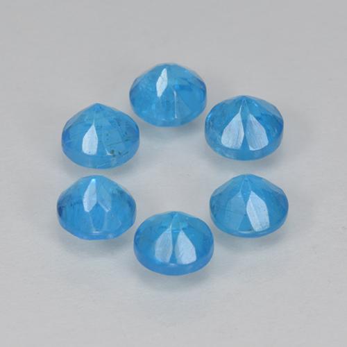 Gemas de apatita azul natural de 1,21 ct, corte redondo, VS