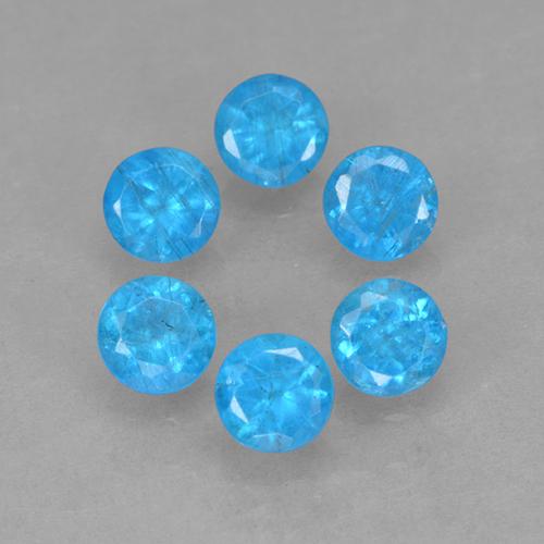 Gemas de apatita azul natural de 1,21 ct, corte redondo, VS