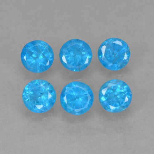 Gemas de apatita azul natural de 1,21 ct, corte redondo, VS