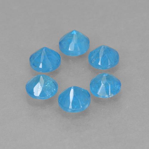 Gemas de apatita azul natural de 1,21 ct, corte redondo, VS