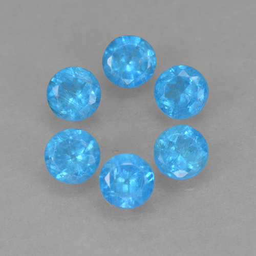 Gemas de Apatito Azul medio natural de 1.13 ct, Corte Redondo, VS