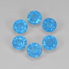 Gemas de apatita azul natural de 1,08 ct, corte redondo, VS
