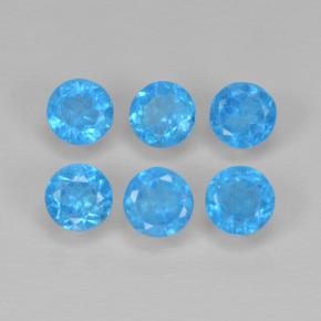 Gemas de apatita azul natural de 1,08 ct, corte redondo, VS