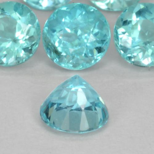Gemas de apatita turquesa natural de 0,67 ct, corte redondo, VS-SI