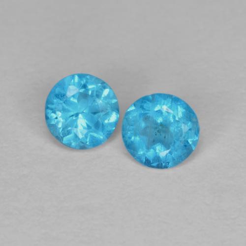 Gemas de Apatito Azul azur eléctrico natural de 0.30 ct, Corte Redondo, VS