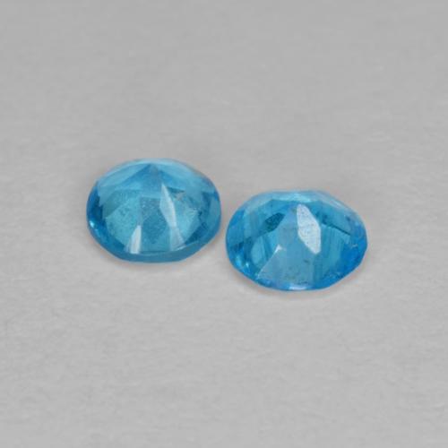 Gemas de Apatito Azul azur eléctrico natural de 0.30 ct, Corte Redondo, VS