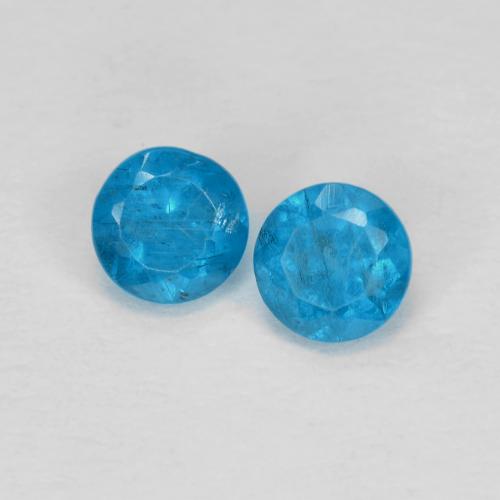 Gemas de apatita azul natural de 0,40 ct, corte redondo, VS-SI