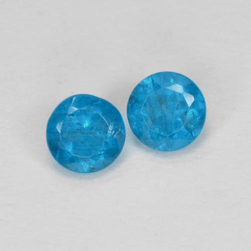 Gemas de apatita azul natural de 0,40 ct, corte redondo, VS-SI