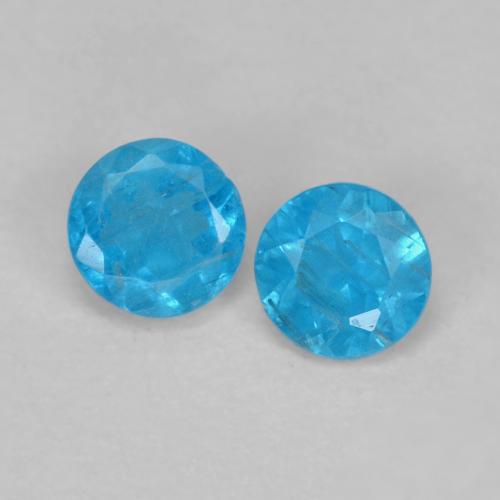 Gemas de Apatito Azul intenso natural de 0.37 ct, Corte Redondo, VS