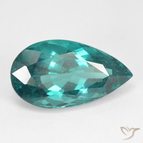Apatito Azul verde oscuro natural de 8.62 ct, En forma de pera, VS