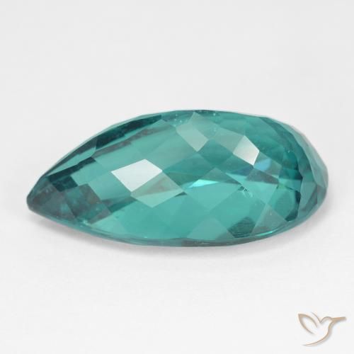 Apatito Azul verde oscuro natural de 8.62 ct, En forma de pera, VS