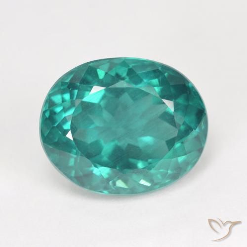 7.14ct Natural Azul verde oscuro Apatito, Ovalada, VS