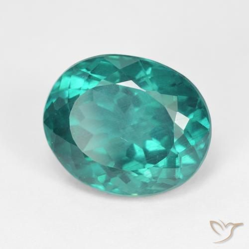Apatito Azul verde oscuro natural de 7.14 ct, Ovalada, VS