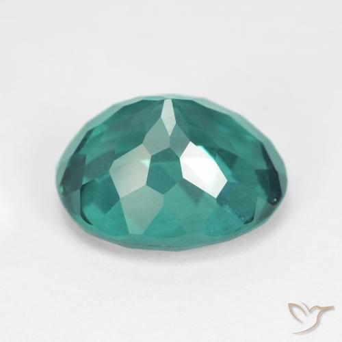 Apatito Azul verde oscuro natural de 7.14 ct, Ovalada, VS