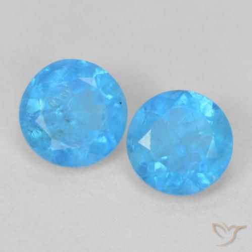 0.37ctw Natural Azul celeste intenso Apatito, Redondo, VS