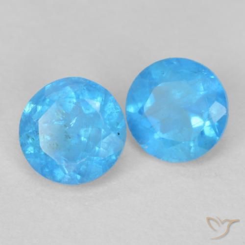 Gemas de Apatito Azul celeste intenso natural de 0.37 ct, Redondo, VS