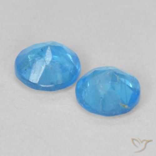 Gemas de Apatito Azul celeste intenso natural de 0.37 ct, Redondo, VS