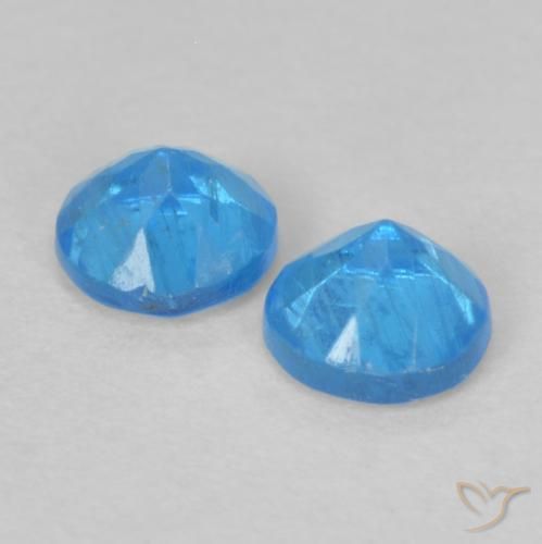 Gemas de Apatito Azul celeste intenso natural de 0.38 ct, Redondo, VS