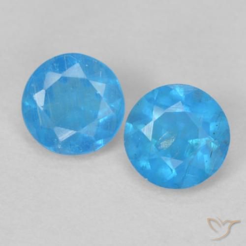 0.33ctw Natural Azul azur intenso Apatito, Redondo, VS