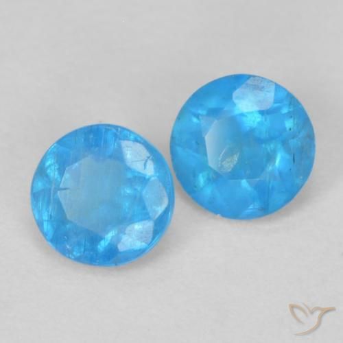 Gemas de Apatito Azul azur intenso natural de 0.33 ct, Redondo, VS