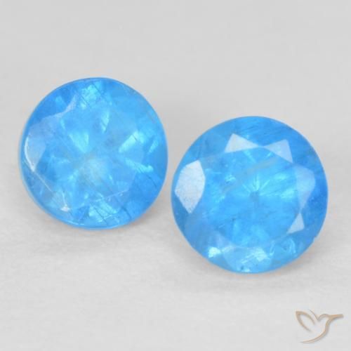 Gemas de Apatito Azul celeste intenso natural de 0.40 ct, Redondo, VS-SI