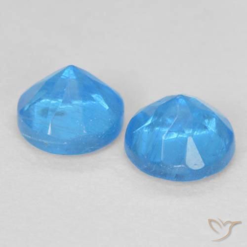 Gemas de Apatito Azul celeste intenso natural de 0.40 ct, Redondo, VS-SI