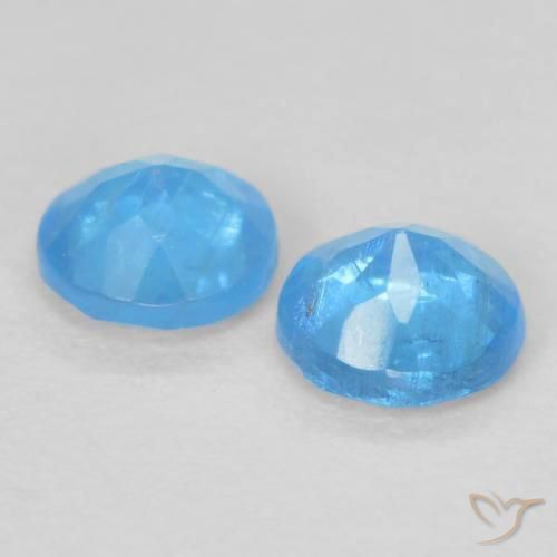 Gemas de Apatito Azul azur intenso natural de 0.35 ct, Redondo, VS-SI