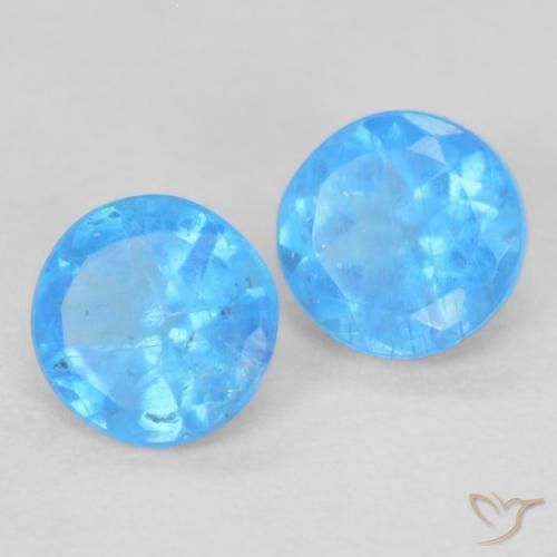 Gemas de Apatito Azur intenso natural de 0.36 ct, Redondo, VS-SI