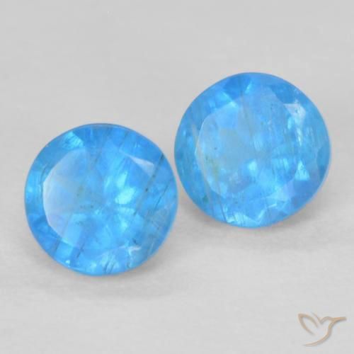 Gemas de Apatito Azul medio natural de 0.40 ct, Redondo, VS-SI