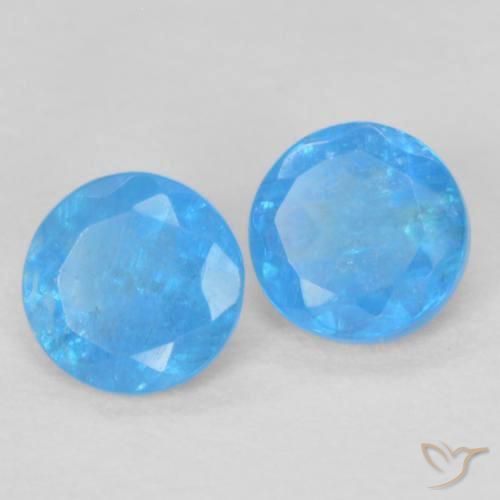 Gemas de Apatito Azul medio natural de 0.33 ct, Redondo, VS-SI