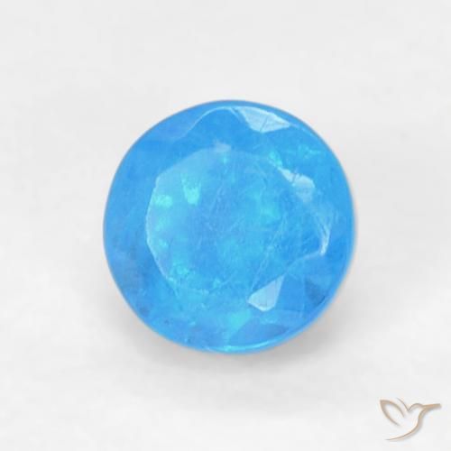Apatito Celeste natural de 0.22 ct, Redondo, VS