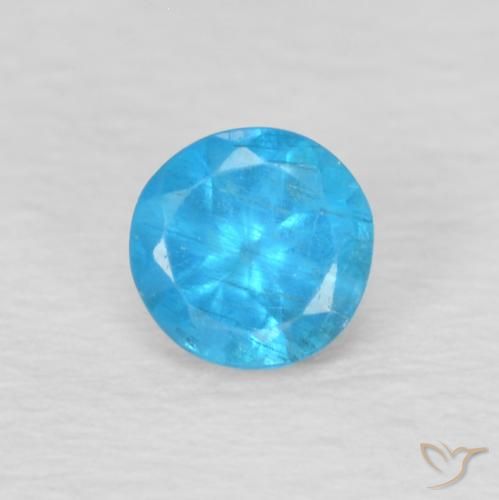 0.23ct Natural Azul medio Apatito, Redondo, VS