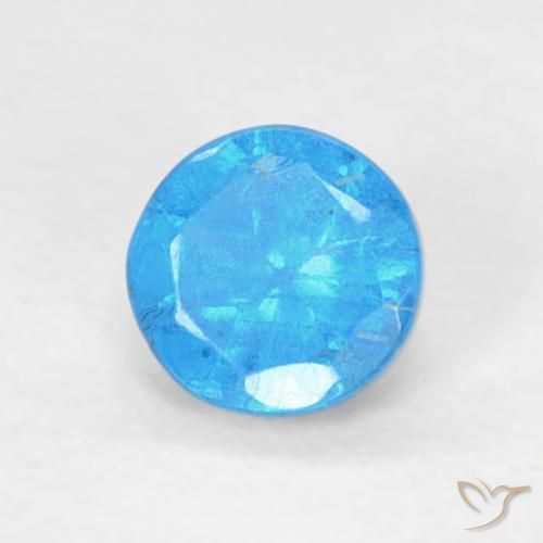 Apatito Azur intenso natural de 0.19 ct, Redondo, VS