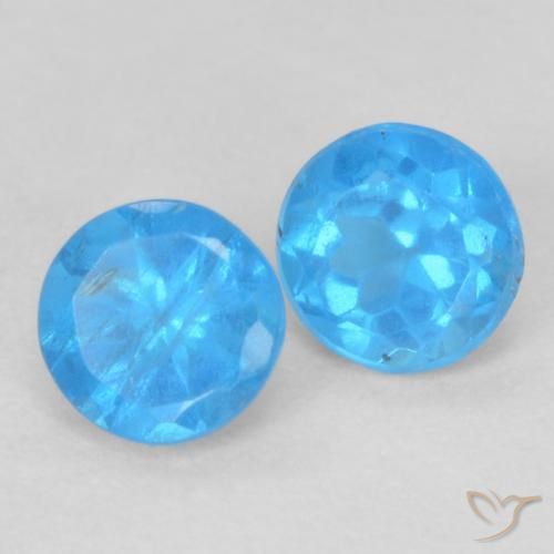 Gemas de Apatito Azul medio natural de 0.38 ct, Redondo, VS