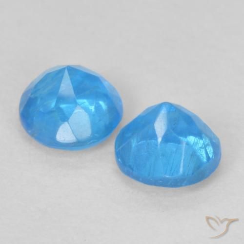 Gemas de Apatito Azul azur intenso natural de 0.38 ct, Redondo, VS