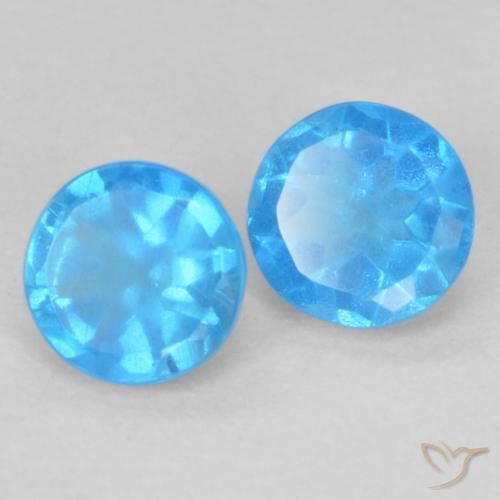 Gemas de Apatito Azul celeste intenso natural de 0.37 ct, Redondo, VS