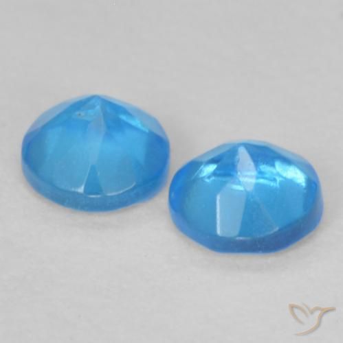 Gemas de Apatito Azul celeste intenso natural de 0.37 ct, Redondo, VS