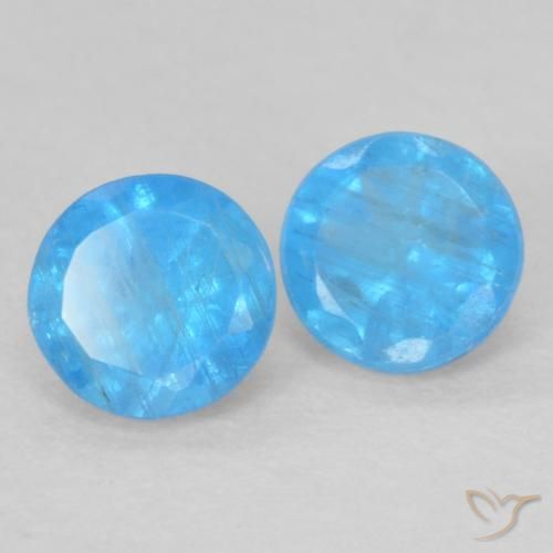 Gemas de Apatito Azul medio natural de 0.39 ct, Redondo, VS
