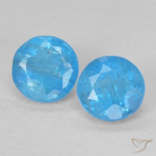 0.38ctw Natural Azul azur intenso Apatito, Redondo, VS