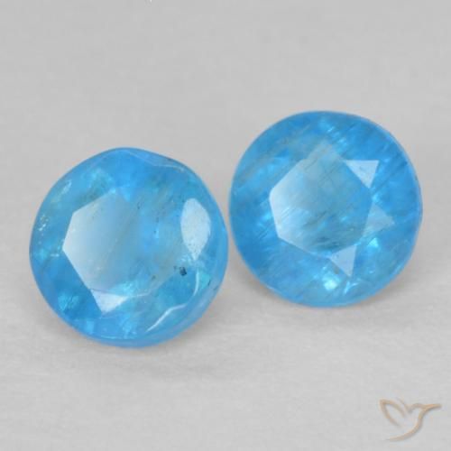 Gemas de Apatito Azul azur intenso natural de 0.38 ct, Redondo, VS