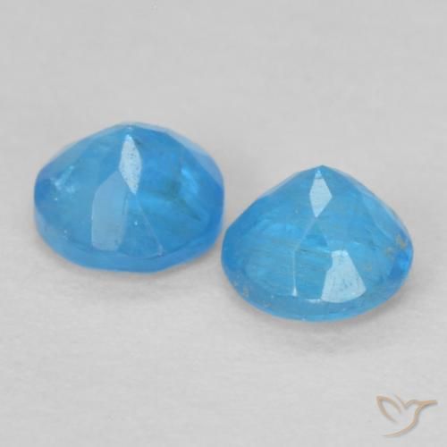 Gemas de Apatito Azul azur intenso natural de 0.38 ct, Redondo, VS