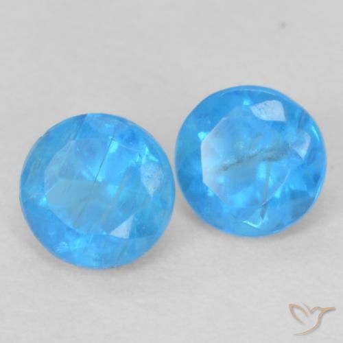 Gemas de Apatito Azul medio natural de 0.40 ct, Redondo, VS-SI